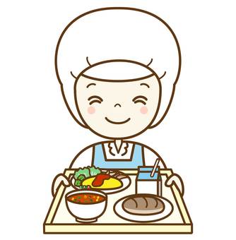 調理スタッフ3 食堂,調理師,栄養士,調理スタッフ,給食,調理員,こども食堂,女性,職業,エプロンのイラスト素材