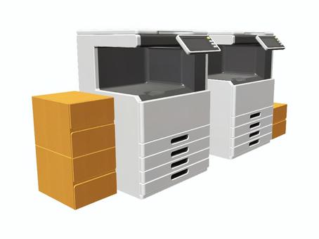 複数台のコピー機 コピー機,印刷,複写機,コピー,用紙,複合機,スキャン,ビジネス,学校,事務のイラスト素材