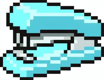 ドット絵の青のホッチキスです。 ドット絵,ホッチキス,シンプル,ステープラー,文房具,事務用品,ステーショナリー,デスク用品,仕事,オフィスのイラスト素材
