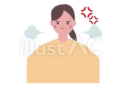 怒る女性と怒りマーク
