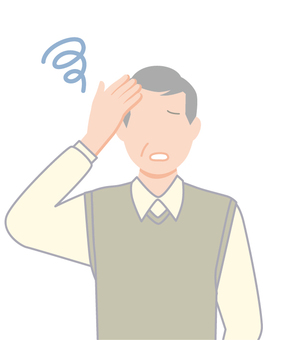 困る普通のおじさん 困る,人,物忘れ,1人,人物,おじさん,男性,70代,60代,シニアのイラスト素材