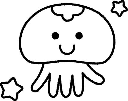かわいいクラゲのイラスト クラゲ,海,かわいい,子供向け,シンプル,正面,笑顔,キャラクター,夏,イラストのイラスト素材
