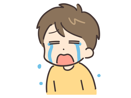 号泣している私服の若い男性 泣く,涙,男性,困る,失敗,ショック,男,人物,人,20代のイラスト素材