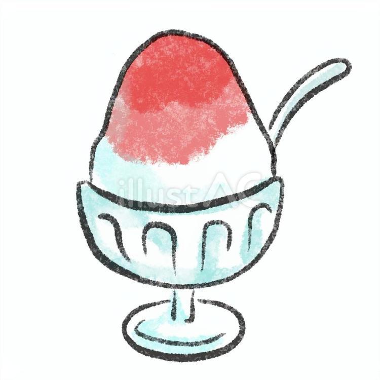 いちごシロップのかき氷 かわいい,いちご,氷のイラスト素材