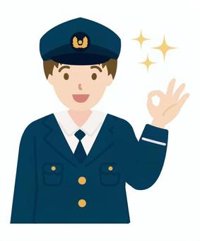 OKしている警察官_上半身1 OKしている警察官_上半身1 男性,警察官,男,人物,笑顔,ok,指,了解,正解,大丈夫のイラスト素材
