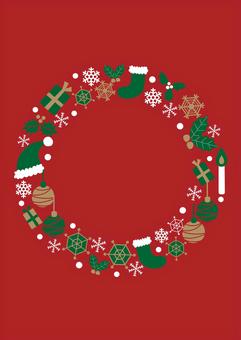 クリスマスリース4202 クリスマス,リース,赤,フレーム,枠,雪の結晶,背景,装飾,飾り,デコレーションのイラスト素材
