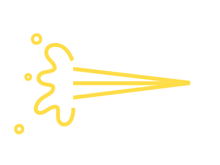 液体等が吹き出す様子の効果線（黄） 効果線,水,液体,吹き出す,飛び散る,飛散,飛沫,しぶき,滴,ほとばしるのイラスト素材