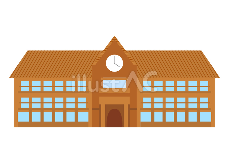 木造校舎のイラスト 木造,校舎,学校のイラスト素材