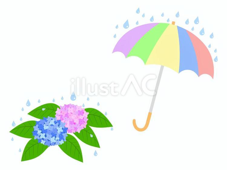梅雨の雨の日の傘と紫陽花 あじさい,傘,梅雨のイラスト素材