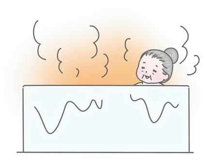 温かいお風呂に入る高齢女性 入浴,高齢者,女性,湯船,暖かい,快適,リラックス,笑顔,風呂,浴槽のイラスト素材