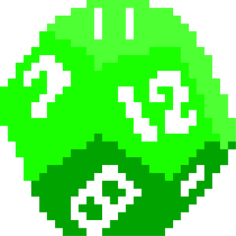 ドット絵の緑の12面ダイスです。 ドット絵,12面,ダイス,シンプル,多面体,幾何学,立体,ゲーム,アクセサリー,サイコロのイラスト素材