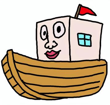 顔つきの船 顔,船,漁業,シュール,おもしろいのイラスト素材