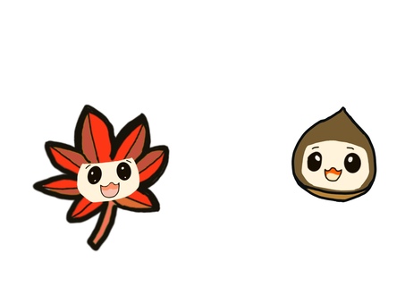 栗　もみじ 秋,紅葉,もみじ,モミジ,カエデ,楓,キャラクター,マスコット,かわいい,キュートのイラスト素材