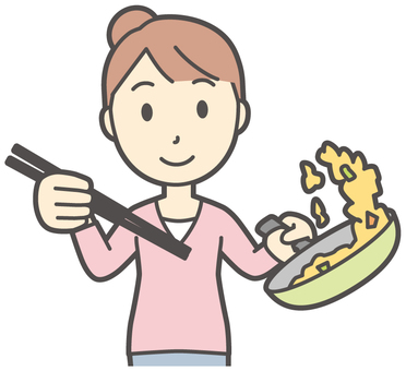 Illustration, stir fry, housewife, mama, 