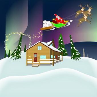 Illustration, santa claus, departure, family, JPG and AI