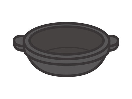 土鍋（蓋なし）02 土鍋,鍋物,鍋,調理器具,アイコン,マーク,シンプルのイラスト素材