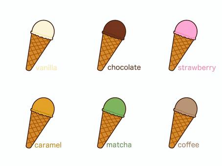 ６フレーバーのアイスクリーム アイスクリーム,コーン,デザート,氷菓子,フレーバー,アイコン,セット,バニラ,チョコレート,ストロベリーのイラスト素材