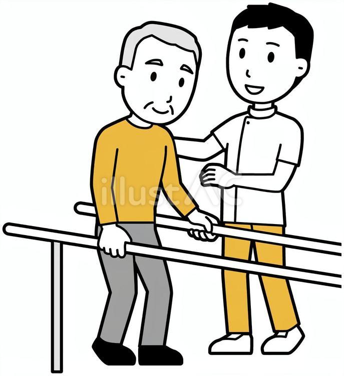 平行棒-044-全身 平行棒,お爺さん,男性のイラスト素材