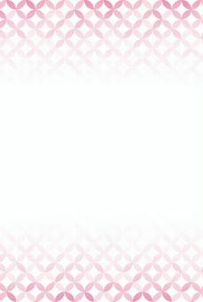 ハガキサイズ　和柄　七宝　ピンク横グラデ