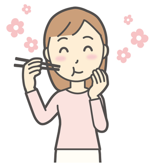  ロングヘア女性-488-バスト 食べる,おいしい,女性,女の子,人物,かわいい,美味しい,食事,夕食,昼食のイラスト素材