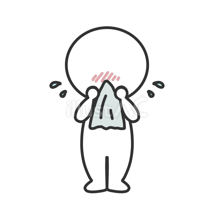 鼻をかむ棒人間 棒人間,鼻水,鼻炎のイラスト素材