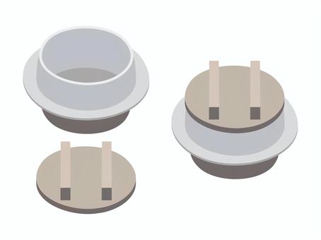 羽釜　開閉 羽釜,フタ,開閉,炊飯,道具,生活,金属,鋳物のイラスト素材