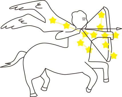 射手座　 星座,射手座,占い,運勢,馬,上半身,人物,弓矢,天体,シンプルのイラスト素材