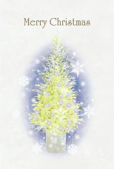 クリスマスの夜とモミの木の絵はがき クリスマスの夜とモミの木の絵はがき クリスマス,クリスマスツリー,12月,冬,植物,もみ,木,イラスト,手描き,水彩のイラスト素材