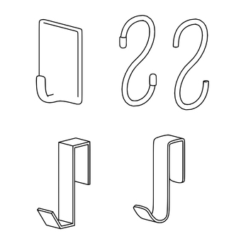 フックの線画 フック,s字,ドアフック,壁掛け,線画,モノクロ,立体,シンプルのイラスト素材