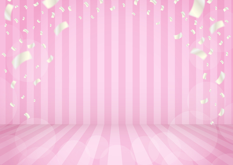ピンクのステージと銀色の紙吹雪 ステージ,紙吹雪,舞台,キラキラ,部屋,ピンク,背景,イラスト,素材のイラスト素材