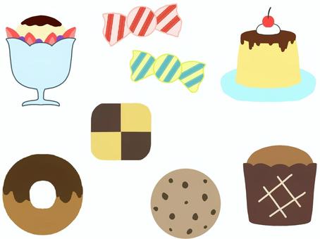 お菓子 お菓子,スイーツ,プリン,アイス,キャンディー,クッキー,ドーナツ,マフィンのイラスト素材
