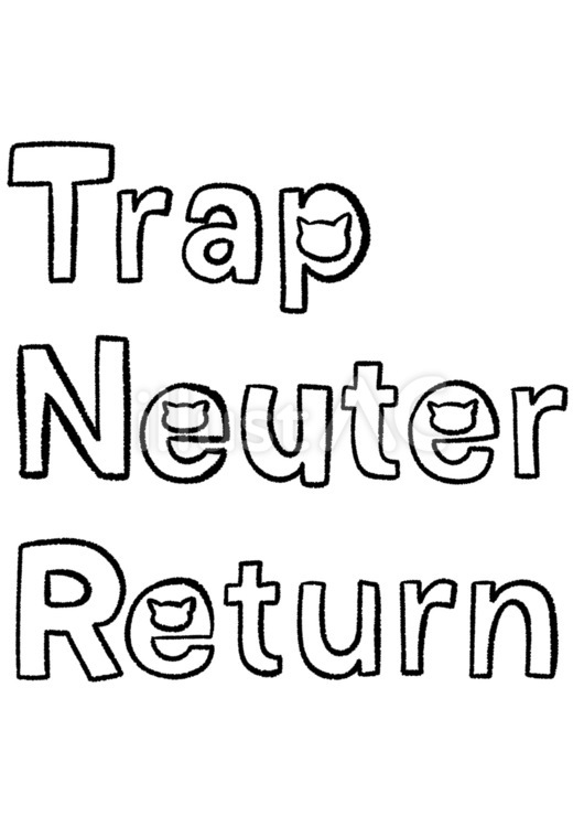 TNRの英語デザイン文字　線画 tnr,猫,捕獲のイラスト素材