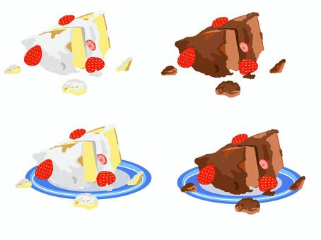 崩れたケーキ ケーキ,崩壊,失敗,不良品,生クリーム,崩れる,残念,手作り,いちご,デザートのイラスト素材