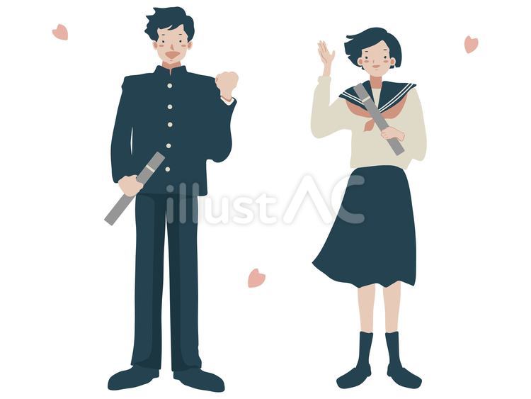 卒業生 卒業生 女子,男子,卒業生のイラスト素材