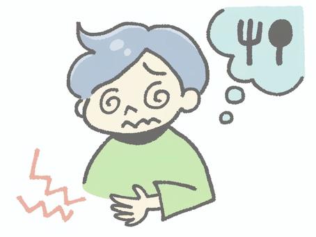 お腹が空いた男性 お腹が空いた男性 空腹,お腹,鳴る,音,すく,男性,食事,食欲,食べたい,手描きのイラスト素材