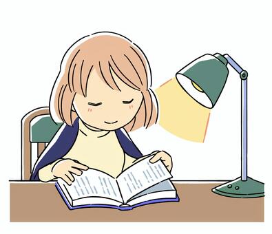 本好きの女性その2 女性,読書,本,習慣,読書家,読書習慣,書籍,可愛い,女の子,ほのぼののイラスト素材
