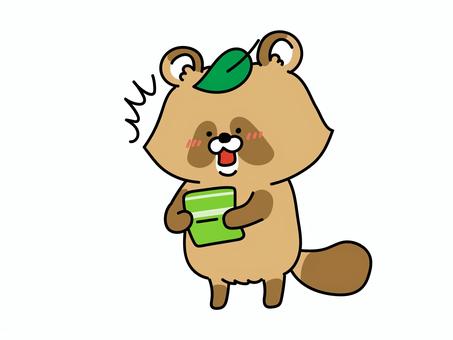 通帳を見て驚くタヌキさん たぬき,通帳,お金,残高,節約,家計,がっかり,驚く,ビックリ,焦るのイラスト素材