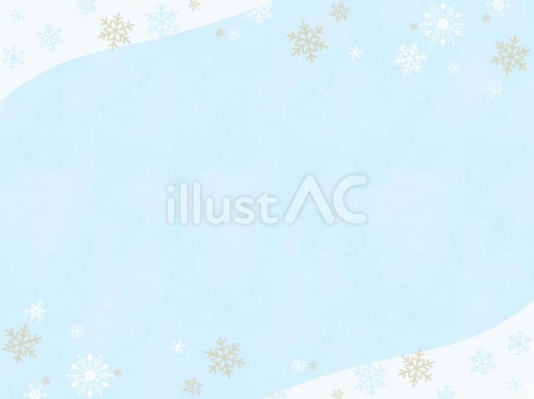水彩バックの雪の結晶フレーム枠の背景素材 雪,フレーム,冬のイラスト素材