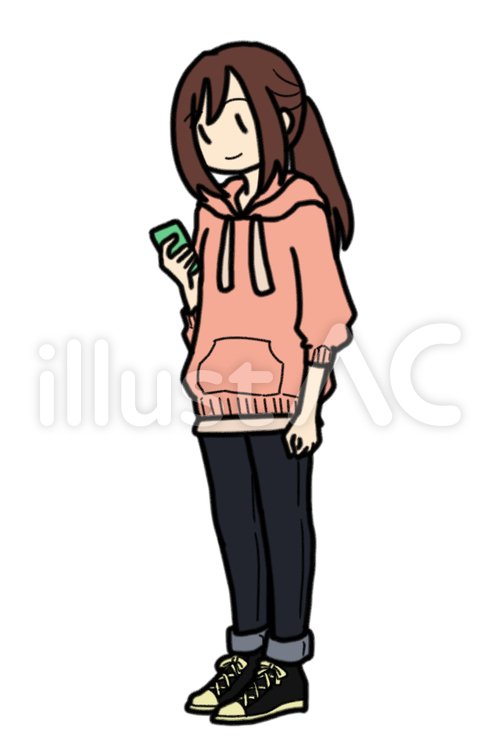 スマートフォンを見る女の子 女の子,スマートフォン,スマホのイラスト素材