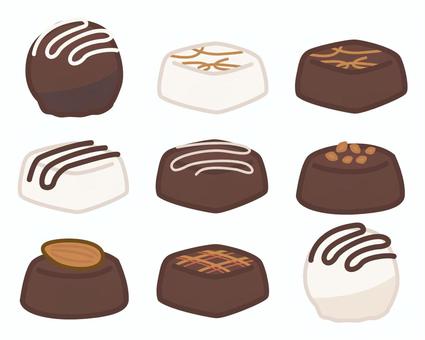 チョコレート　イラスト素材セット チョコレート,バレンタイン,甘党,お菓子,スイーツ,チョコ,食べ物,おやつ,カカオ,ギフトのイラスト素材