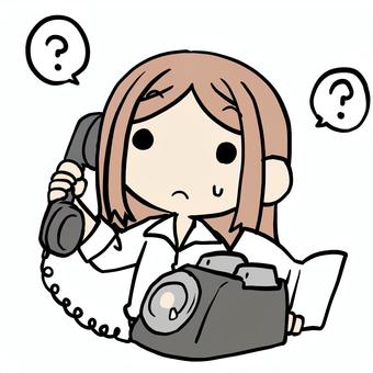 わからず電話をかける女性 女性,黒電話,わからない,通話,話,家電,ダイヤル式,疑問,困る,汗のイラスト素材