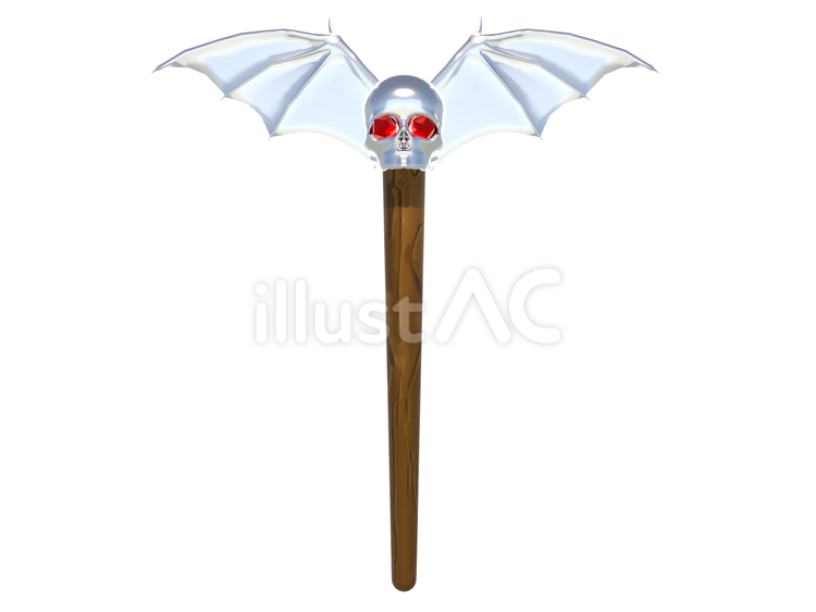 夏場の魔法使いに人気　ヒンヤリ銀の杖 ワンド,ロッド,魔法の杖のイラスト素材
