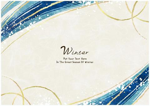 新春の毛筆フレーム025 毛筆,フレーム,新春,冬,和風,お正月,和,金,波,スプラッターのイラスト素材