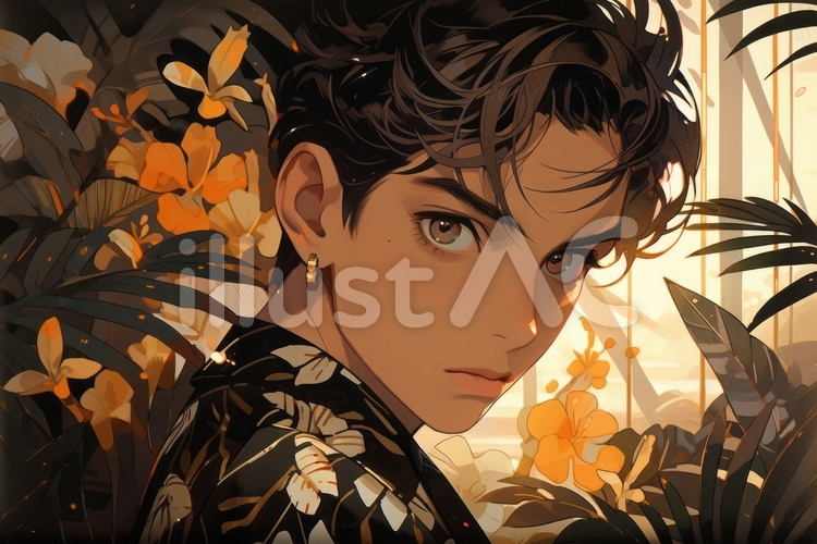 振り向く美形男子 イケメン,男性,男子のイラスト素材