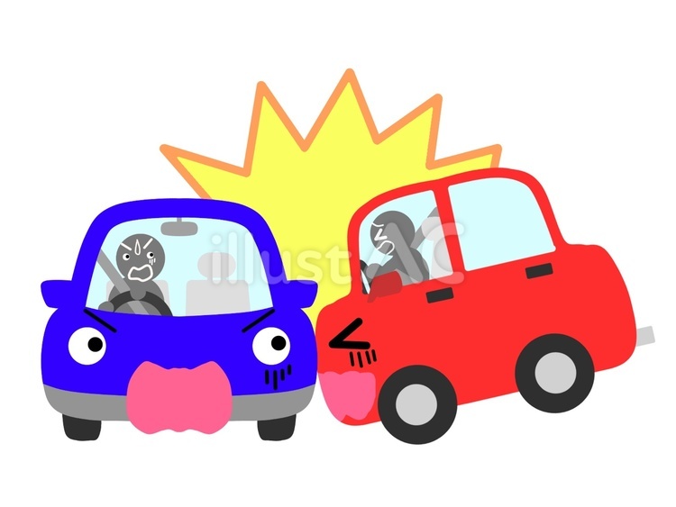 車同士の交通事故(横から) 車,事故,横のイラスト素材