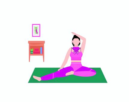 ヨガ 0153 ヨガ,女性,ポーズ,ストレッチ,人物,健康,フィットネス,運動,スポーツ,マットのイラスト素材