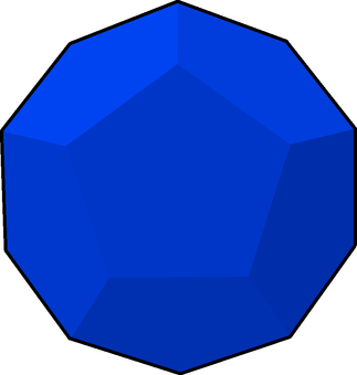 正十二面体 幾何学,図形,十二面体,正十二面体,青色,コバルトブルー,蛍光色,3dcg,立体,デフォルメのイラスト素材