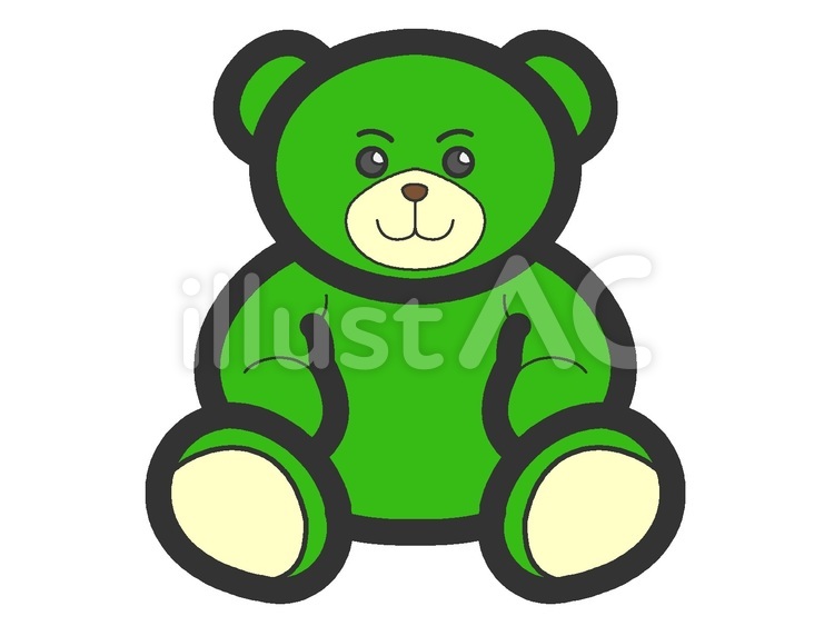 緑色のクマのぬいぐるみアイコン クマ,動物,けもののイラスト素材