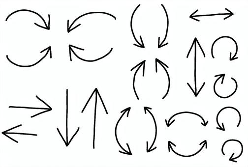 矢印セット 矢印,右,左,上,下,曲がる,上がる,下がる,こっち,こちらのイラスト素材
