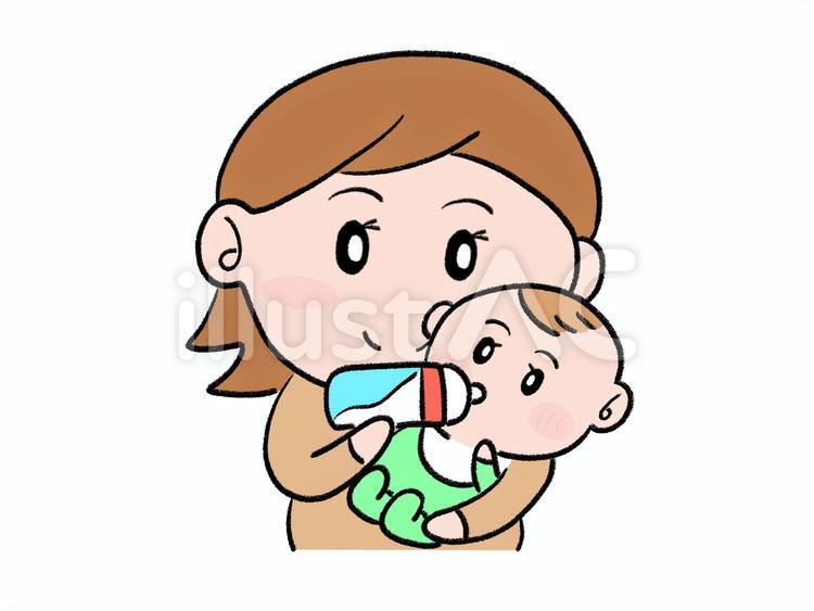 赤ちゃんにミルクを飲ませているお母さん 赤ちゃん,ベビー,乳児のイラスト素材